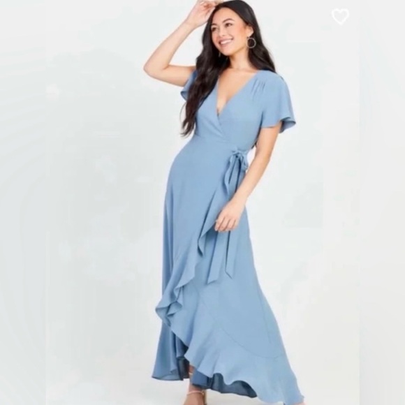 Altar’d State // Springvale Light Blue Flutter Sleeve Maxi Dress - Picture 9 of 10